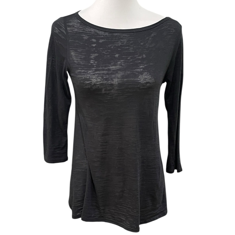 Nation LTD Burnout 3/4 Sleeve T Shirt Top SZ S Black